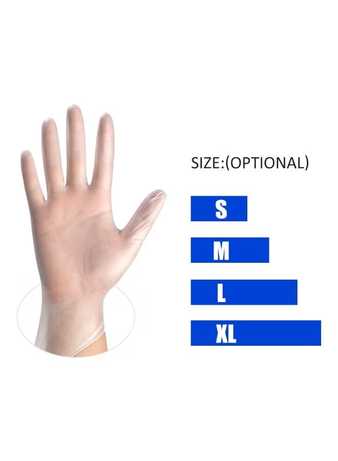 طقم قفازات من الفينيل خالية من البودرة للاستخدام مرة واحدة مكون من 100 قطعة لارج - Image 2
